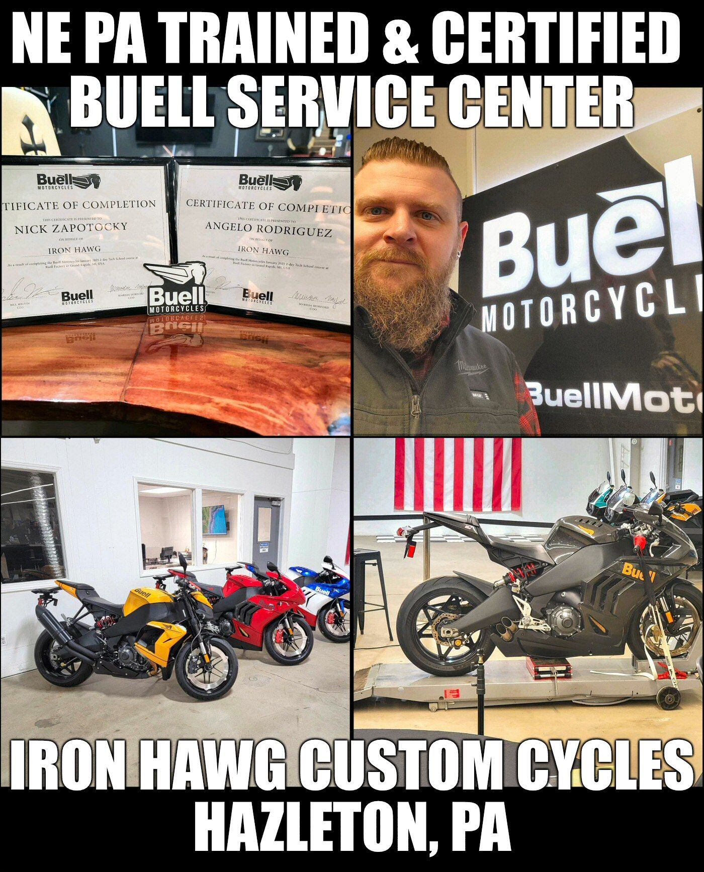 Buell Motorcycle Service Hazleton PA at Iron Hawg Custom Cycles Inc